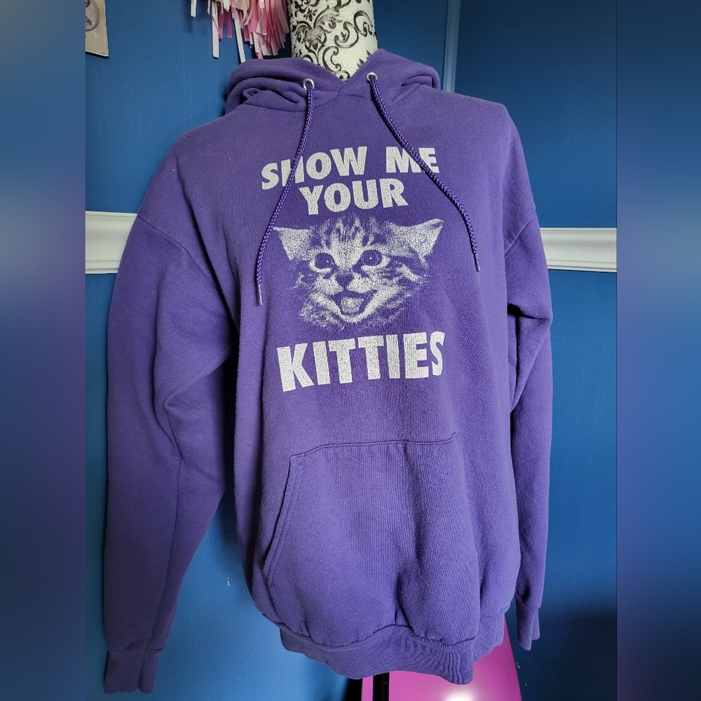Purple screen print hoodie M